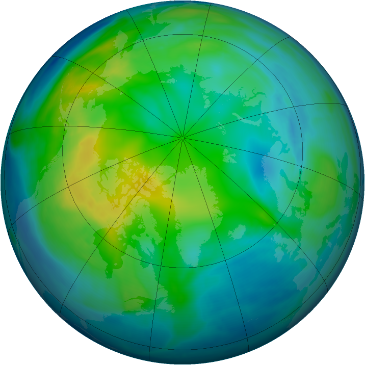 Arctic ozone map for 13 November 2007